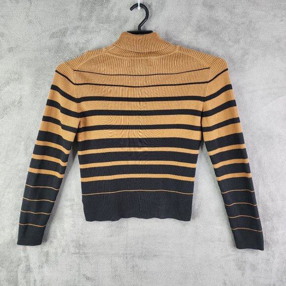 Womens Nine & Company Turtleneck Sweater Camel & Black Striped Long Sleeve M - Picture 7 of 10